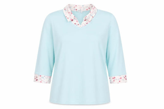 Bonmarché Women’s Blue 3/4 Sleeve V-Neck Blouse Size 14