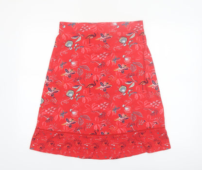 Roman Originals Women’s Red Floral A-Line Cotton Stretch Skirt Size 12
