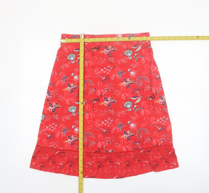Roman Originals Women’s Red Floral A-Line Cotton Stretch Skirt Size 12