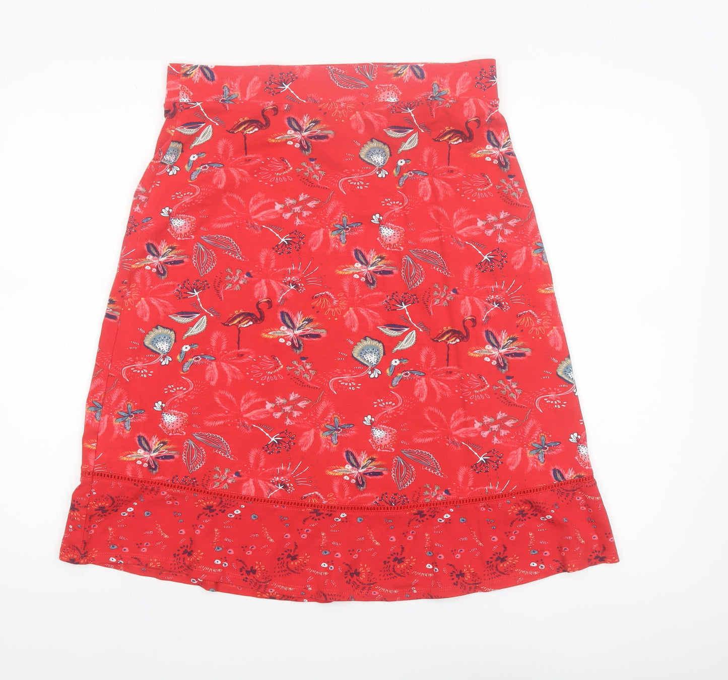 Roman Originals Women’s Red Floral A-Line Cotton Stretch Skirt Size 12