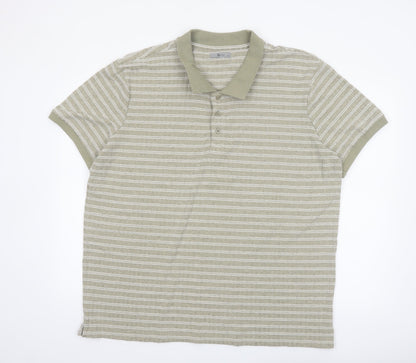 Tu Mens Beige Striped Polo Shirt XL Classic Fit