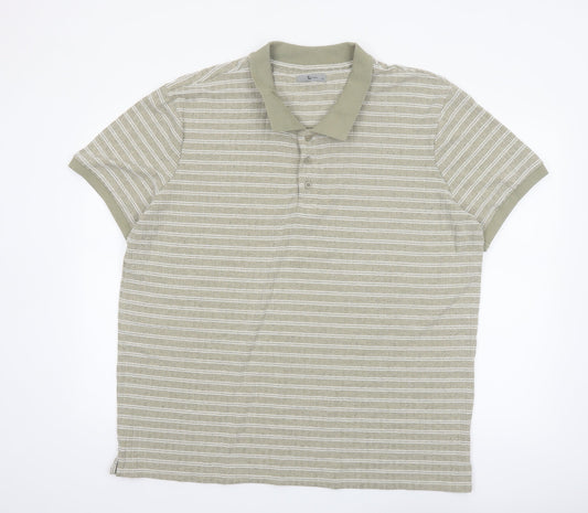 Tu Mens Beige Striped Polo Shirt XL Classic Fit