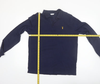 Next Men’s Blue Long Sleeve Stretch Polo Shirt Size L