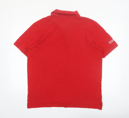 Team GB Men's Red Polo Shirt L Sport Collared Cotton Top