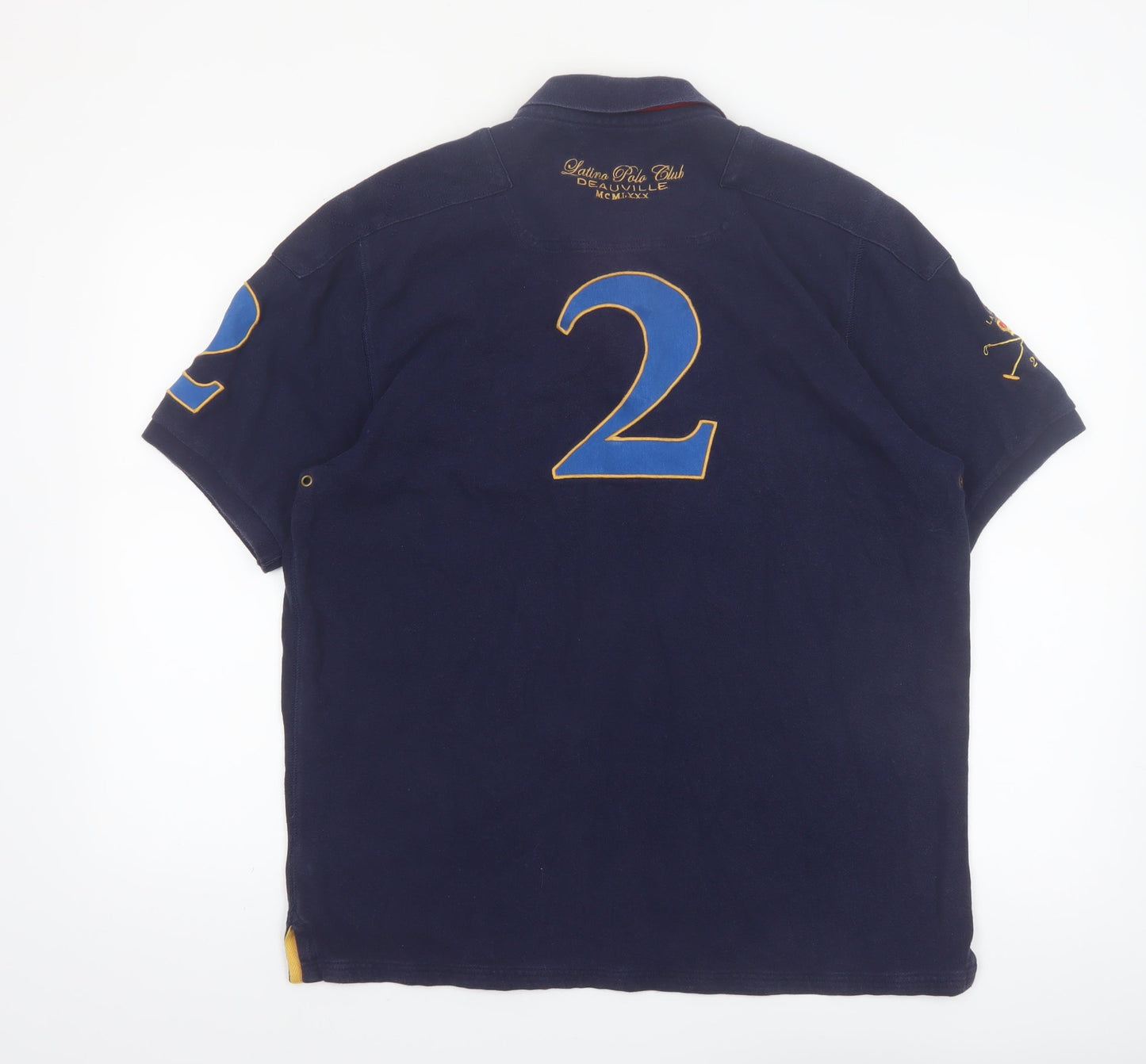 Joules Men’s Blue Latin Polo Club Embroidered Cotton Polo Shirt L