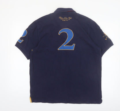 Joules Men’s Blue Latin Polo Club Embroidered Cotton Polo Shirt L