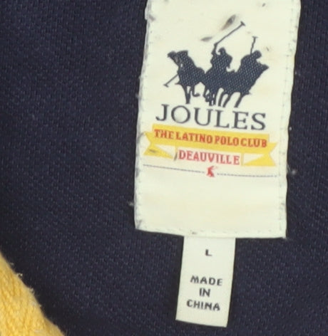 Joules Men’s Blue Latin Polo Club Embroidered Cotton Polo Shirt L