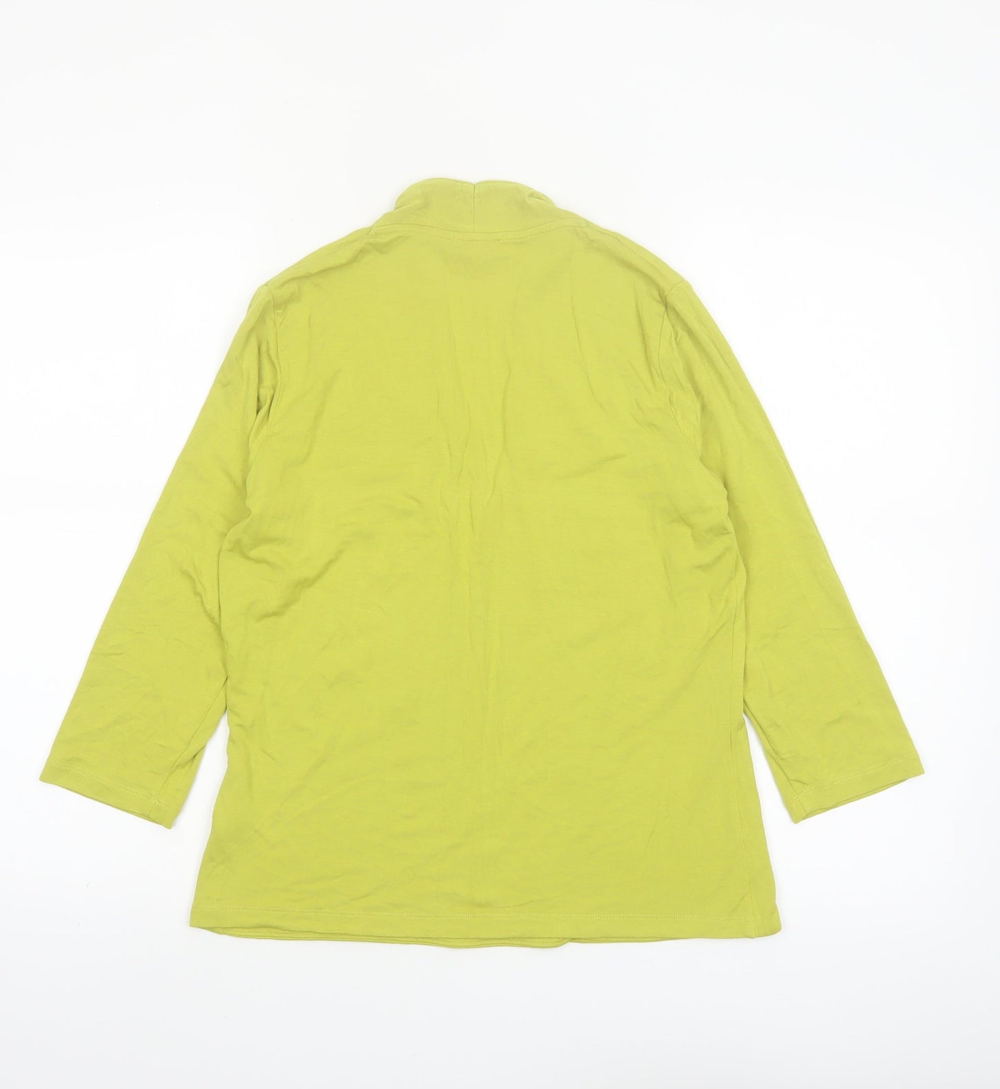 Hobbs Women's Green Viscose Tunic Blouse Size L V-Neck 3/4 Sleeve