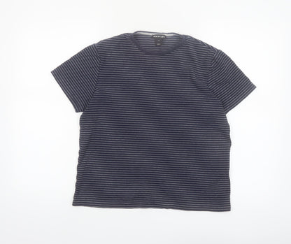 Whistles Women's Blue Striped Cotton T-Shirt XS Short Sleeve