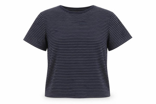 Whistles Women's Blue Striped Cotton T-Shirt XS Short Sleeve