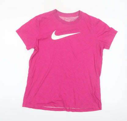 Nike Women's Pink Dri-Fit Crew Neck Sports T-Shirt Size L