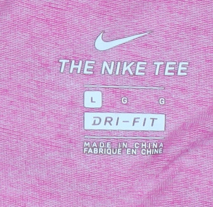 Nike Women's Pink Dri-Fit Crew Neck Sports T-Shirt Size L