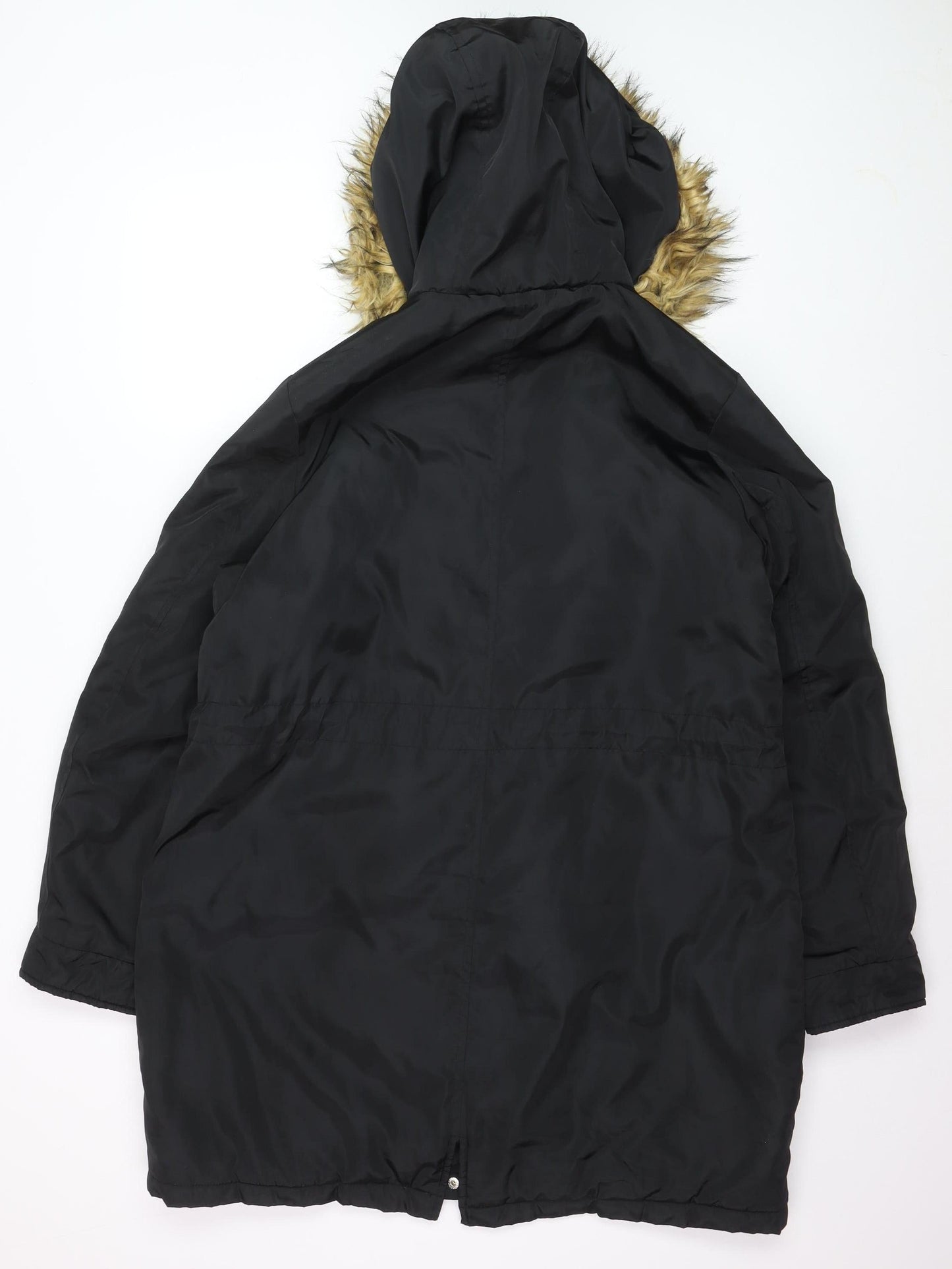 Studio Outerwear Women's Black Faux Fur Hooded Parka Coat Size 16