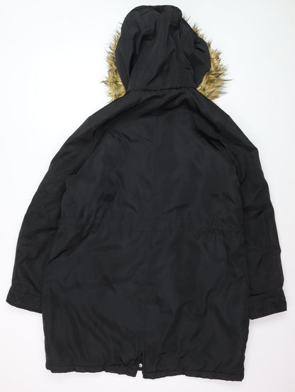 Studio Outerwear Women's Black Faux Fur Hooded Parka Coat Size 16