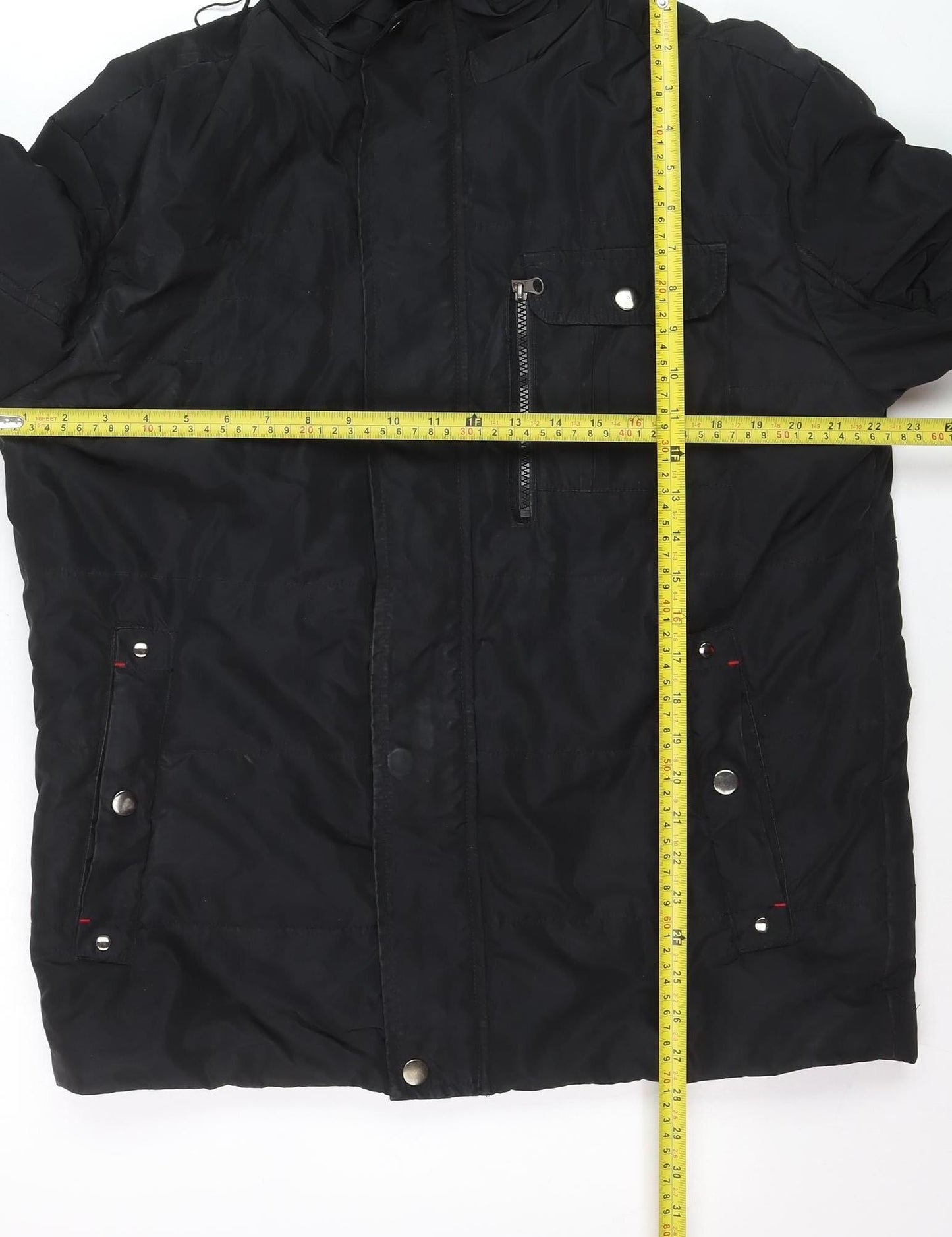 Seven Lemon Men’s Black Hooded Puffer Jacket L Winter Casual
