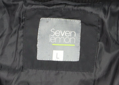 Seven Lemon Men’s Black Hooded Puffer Jacket L Winter Casual