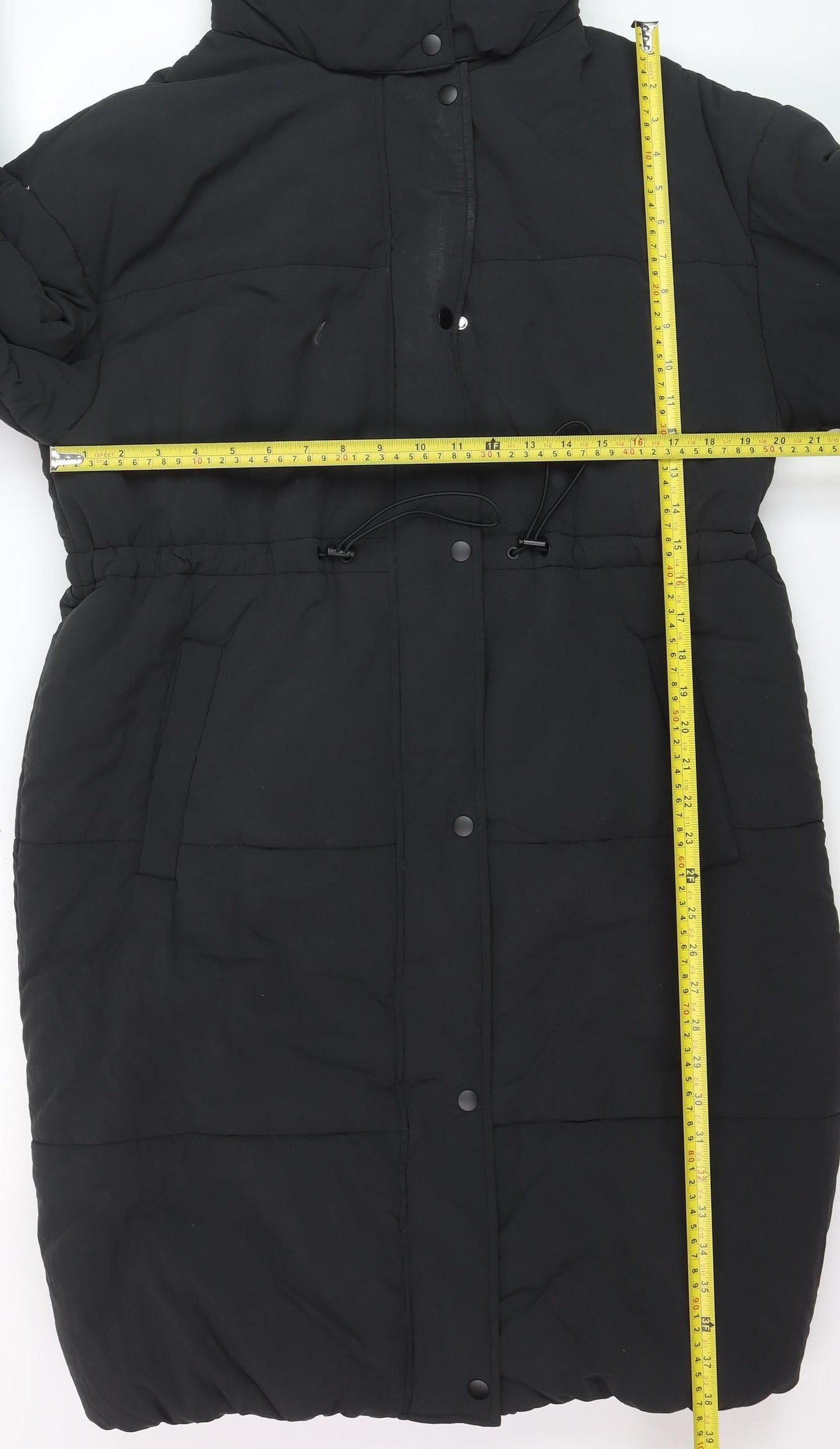 Marks and Spencer Women's Black Size 12 Long Hooded Puffer Coat