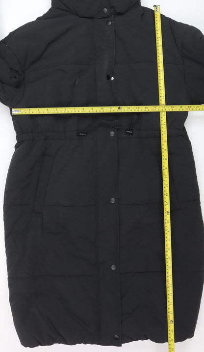 Marks and Spencer Women's Black Size 12 Long Hooded Puffer Coat