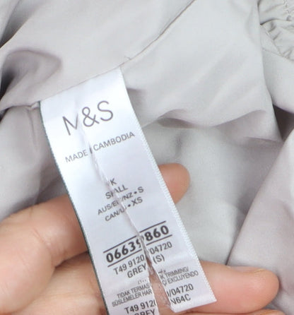 Marks and Spencer Women's Grey Shower Resistant Cropped Windbreaker Jacket Size S