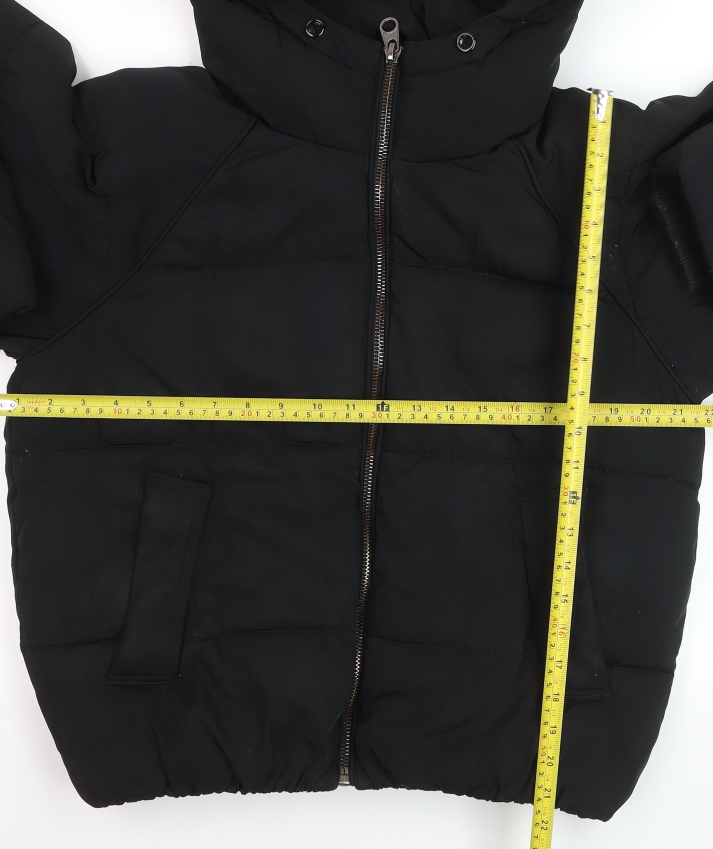 Pull & Bear Women’s Black XS Hooded Puffer Jacket Winter Coat