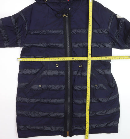 Moncler Women's Blue Long Hooded Down Puffer Coat Size 10