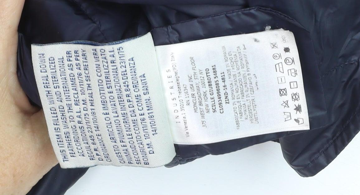 Moncler Women's Blue Long Hooded Down Puffer Coat Size 10