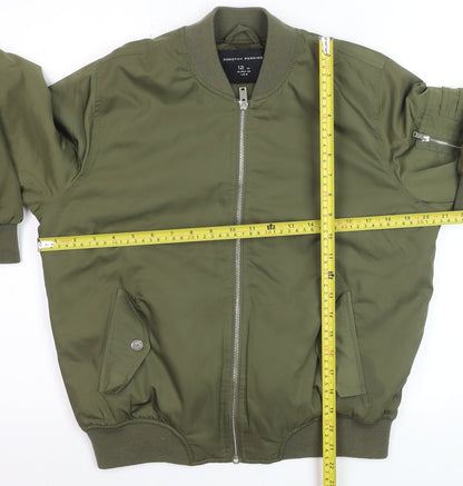 Dorothy Perkins Women Green Size 12 Bomber Jacket Casual Zip Front