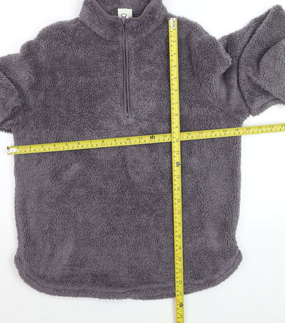 H&M Women Grey XS 1/2 Zip Fleece Pullover Sweatshirt