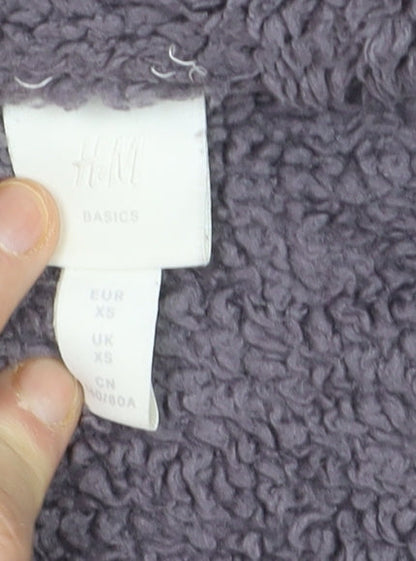 H&M Women Grey XS 1/2 Zip Fleece Pullover Sweatshirt