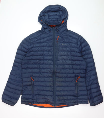 Mountain Warehouse Men's Blue XL Hooded Down Puffer Jacket