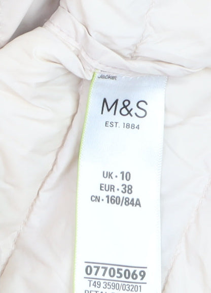 Marks and Spencer Women's Pink Puffer Jacket Size 10 Quilted Lightweight