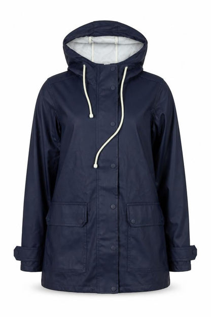 Warehouse Womens Blue Waterproof Hooded Rain Coat Jacket M