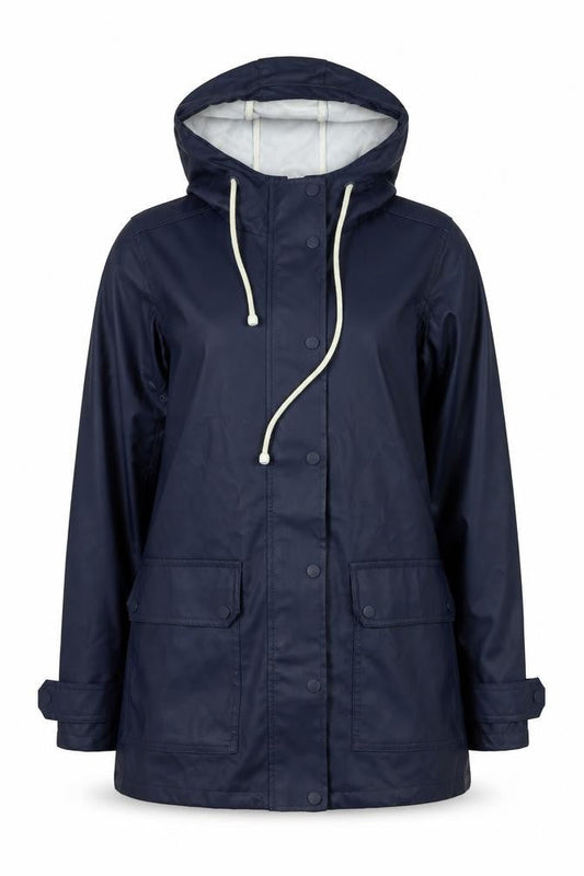 Warehouse Womens Blue Waterproof Hooded Rain Coat Jacket M