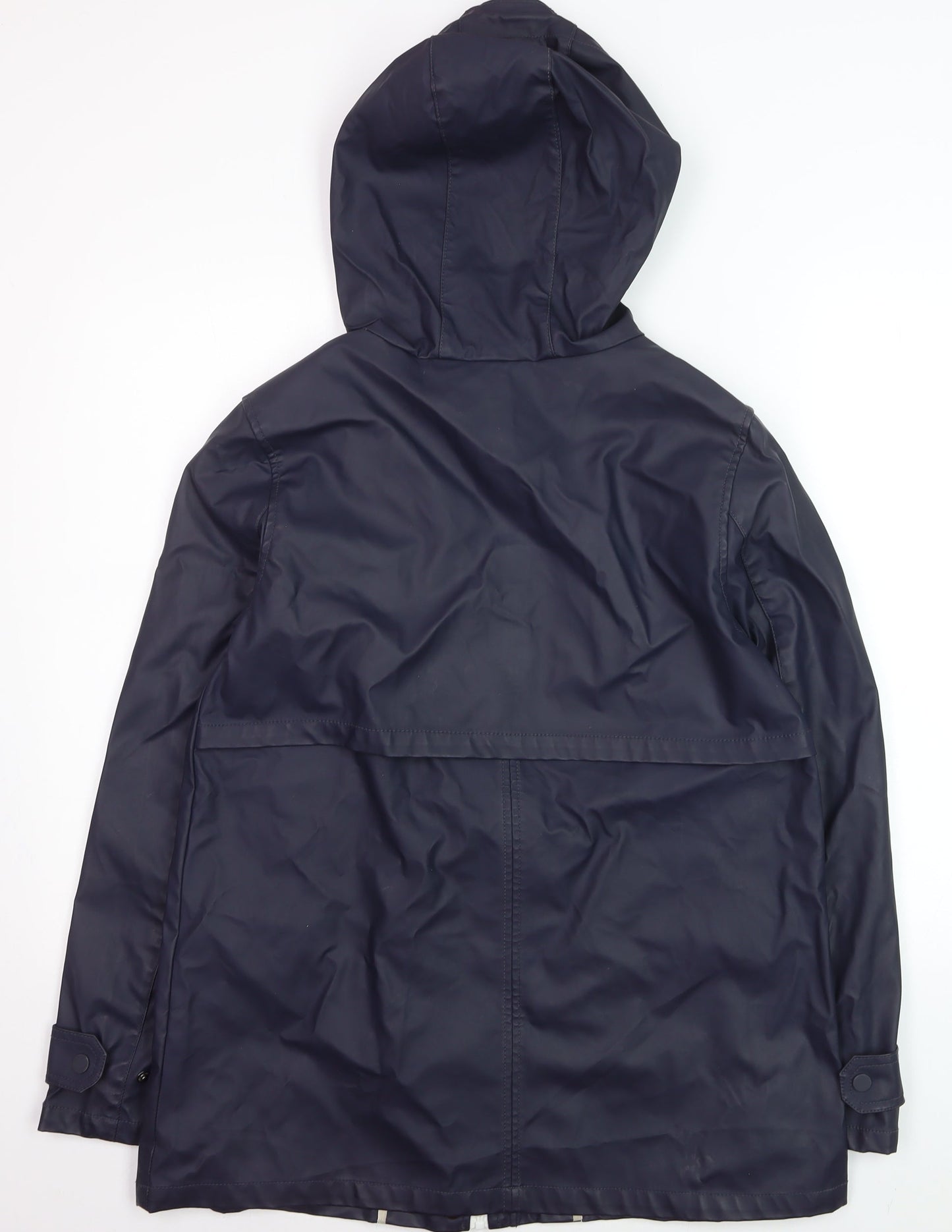 Warehouse Womens Blue Waterproof Hooded Rain Coat Jacket M