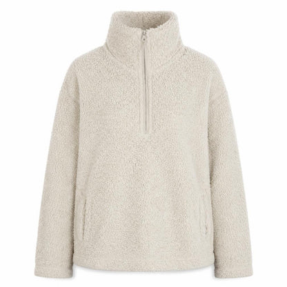 Marks & Spencer Women Beige Fleece 1/4 Zip Pullover Sweatshirt Size 12