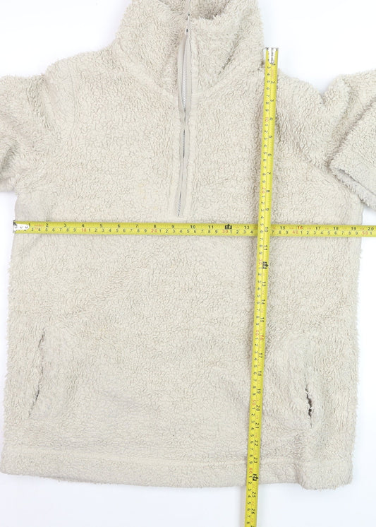 Marks and Spencer Women Beige Fleece 1/4 Zip Pullover Sweatshirt Size 12