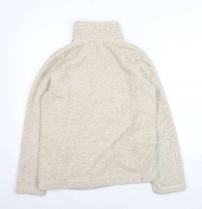 Marks and Spencer Women Beige Fleece 1/4 Zip Pullover Sweatshirt Size 12