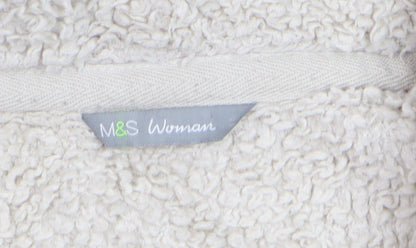 Marks and Spencer Women Beige Fleece 1/4 Zip Pullover Sweatshirt Size 12