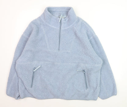Primark Cares Women Blue 1/4 Zip Fleece Pullover Sweatshirt M