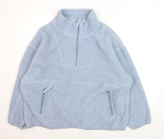 Primark Cares Women Blue 1/4 Zip Fleece Pullover Sweatshirt M