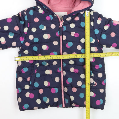Mothercare Girls Multicoloured Polka Dot Hooded Puffer Jacket 3-4 Years
