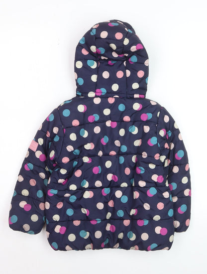 Mothercare Girls Multicoloured Polka Dot Hooded Puffer Jacket 3-4 Years