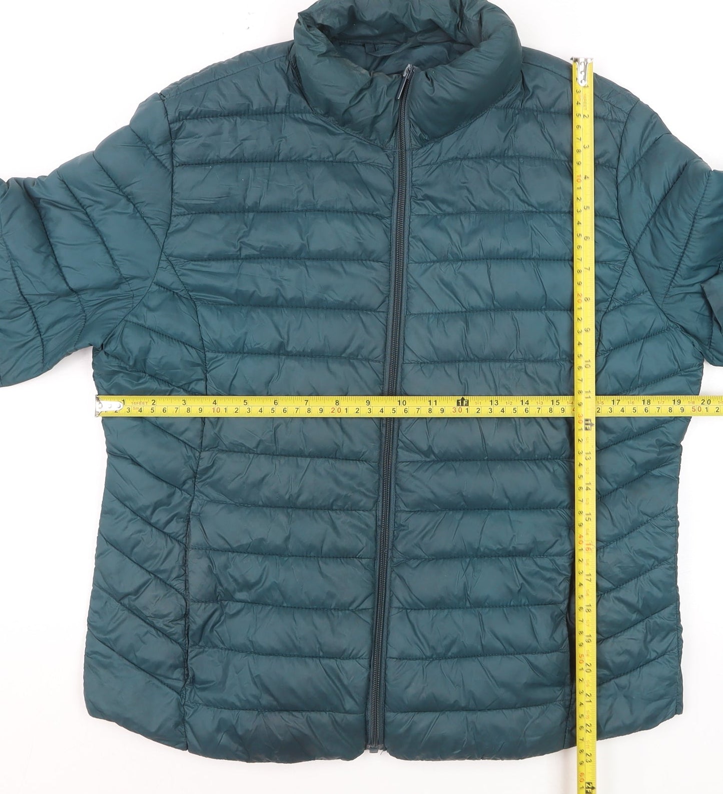 Primark Womens Green Medium Puffer Jacket Lightweight Quilted Coat