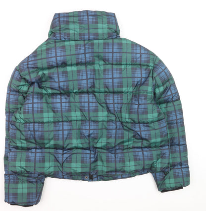Primark Women's Green Check Puffer Jacket XL Winter Casual