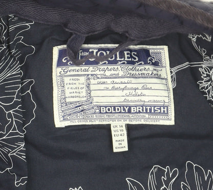 Joules Women Blue Quilted Mid-Length Regular Fit Jacket Size 14