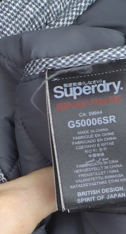 Superdry Women Grey Faux Fur Hooded Long Puffer Coat Size 12