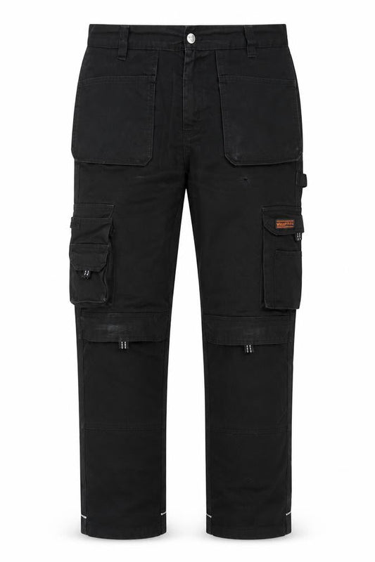Wright Fits Men's Black Cargo Workwear Trousers 34W 31L Polyester Cotton