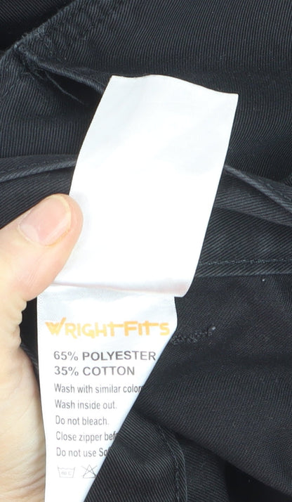 Wright Fits Men's Black Cargo Workwear Trousers 34W 31L Polyester Cotton