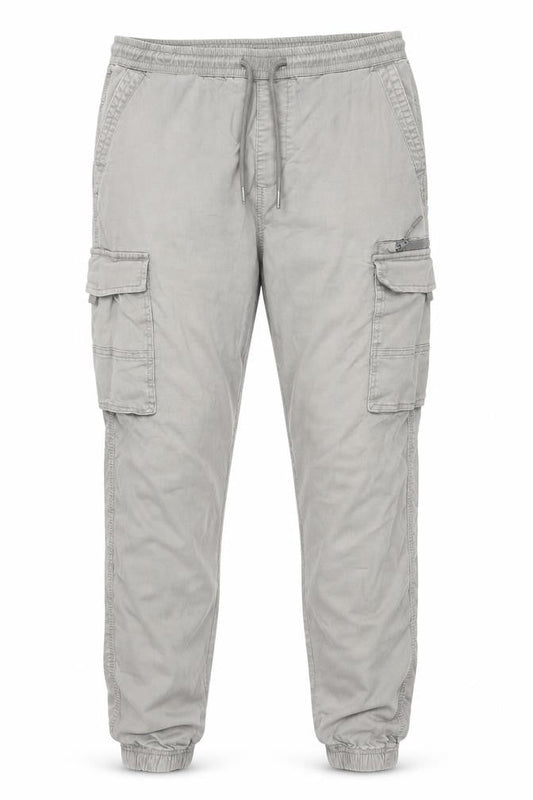 Denim Co Men Beige Cargo Trousers L Relaxed Fit Jogger Style