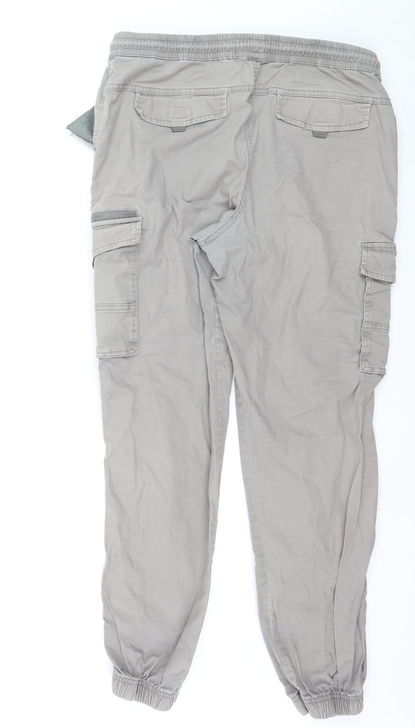Denim Co Men Beige Cargo Trousers L Relaxed Fit Jogger Style